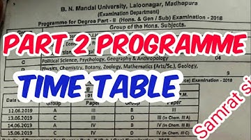 BNMU And Purnea University Part 2 Exam Programme 2019 - Samrat Sir