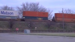 CSX Double Stack Train Westbound on Elevated Tracks
