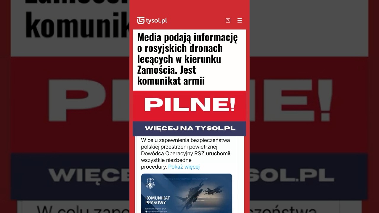 Media podają informację o rosyjskich dronach lecących w kierunku Zamościa. Zamknięto lotniska