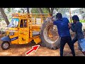 Truck piaggio ape autorickshaw 3 wheeler is loading tractor tyre  crazy autowala