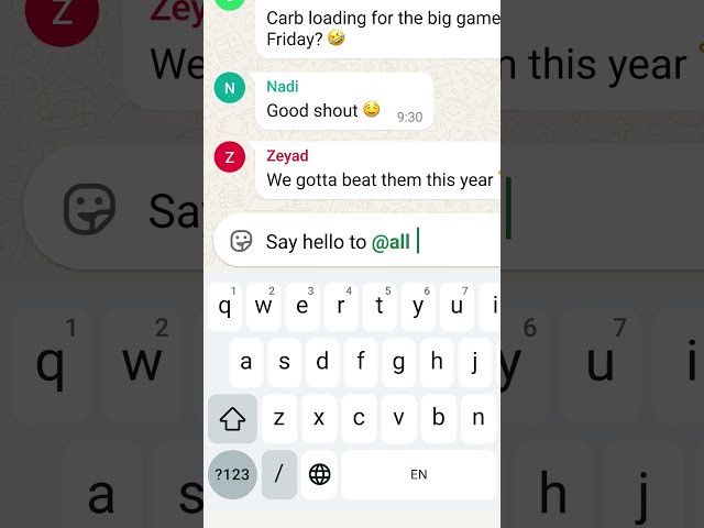 Tag everyone in your group in important messages with @all