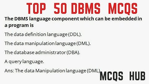 TOP 50 Database management system MCQS | 50 DBMS MCQS with answer | Database Management System