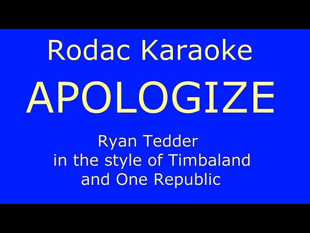 one republic apologize karaoke