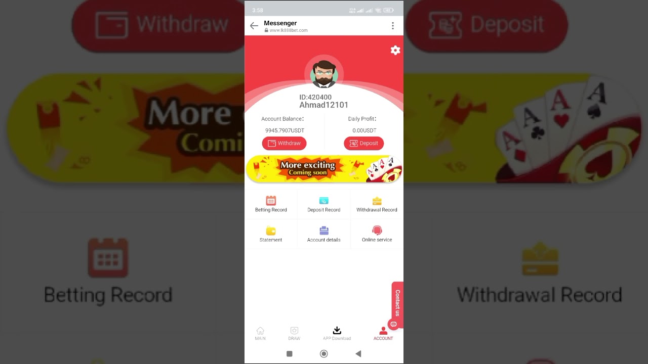 Interfaccia di Luxurybet casino