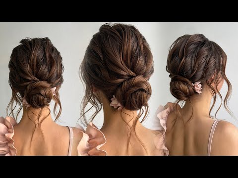 видео: Voluminous textured low bun. Wedding hairstyle
