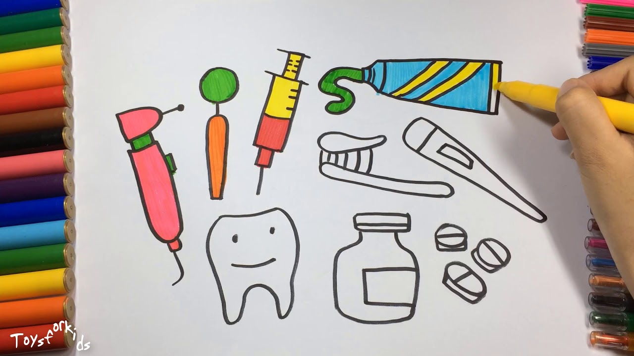 Colors for Children to Learn with Set for Dentist, How to Draw Set for