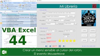 Curso VBA Excel 44. Crear un menú sensible al cursor del ratón. El evento MouseMove