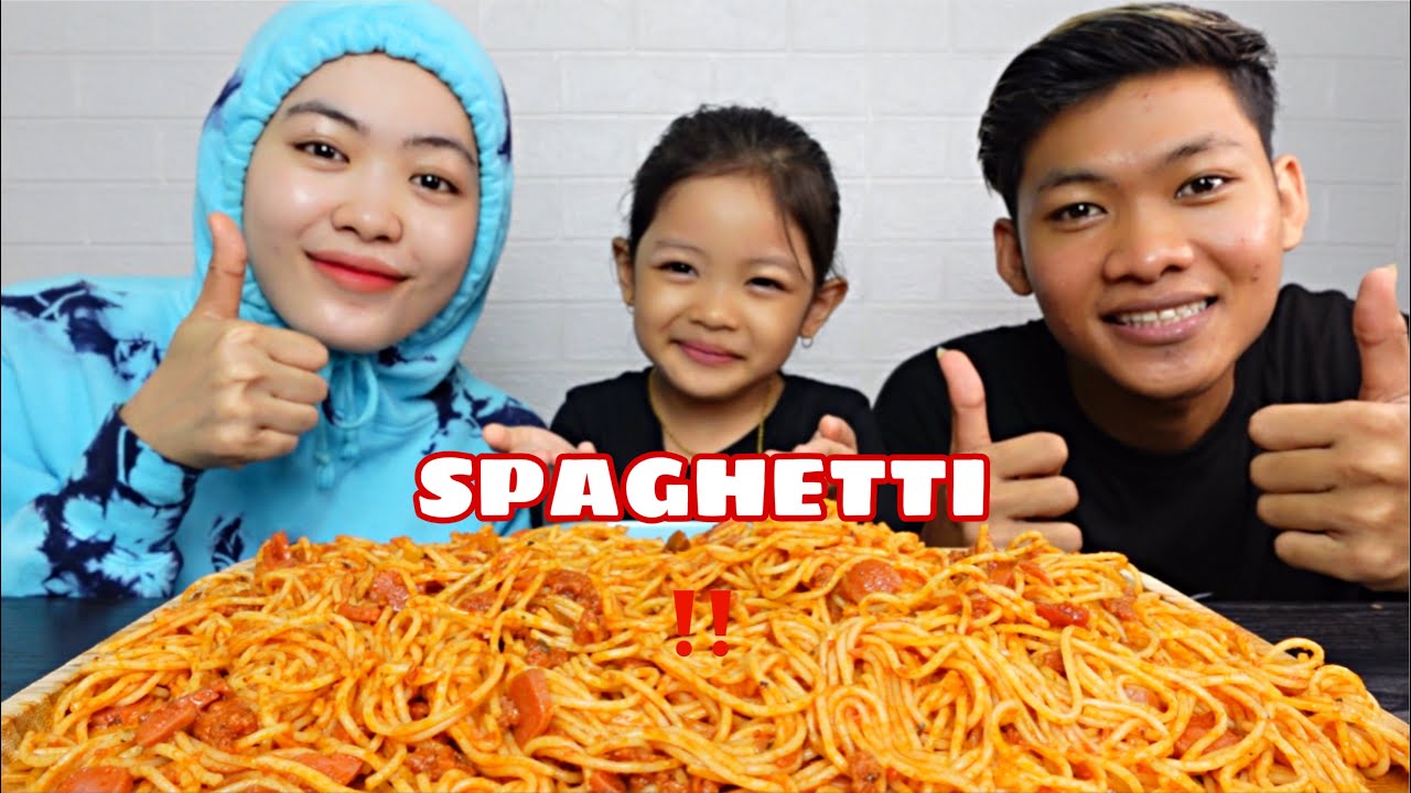 MAKAN SPAGHETTI with CACA & AIMAN‼️#mukbangmalaysia #eatingshow