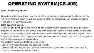 Lec 3 | Types of Operating System | Batch Operating System | Time Sharing Operating System | O.S