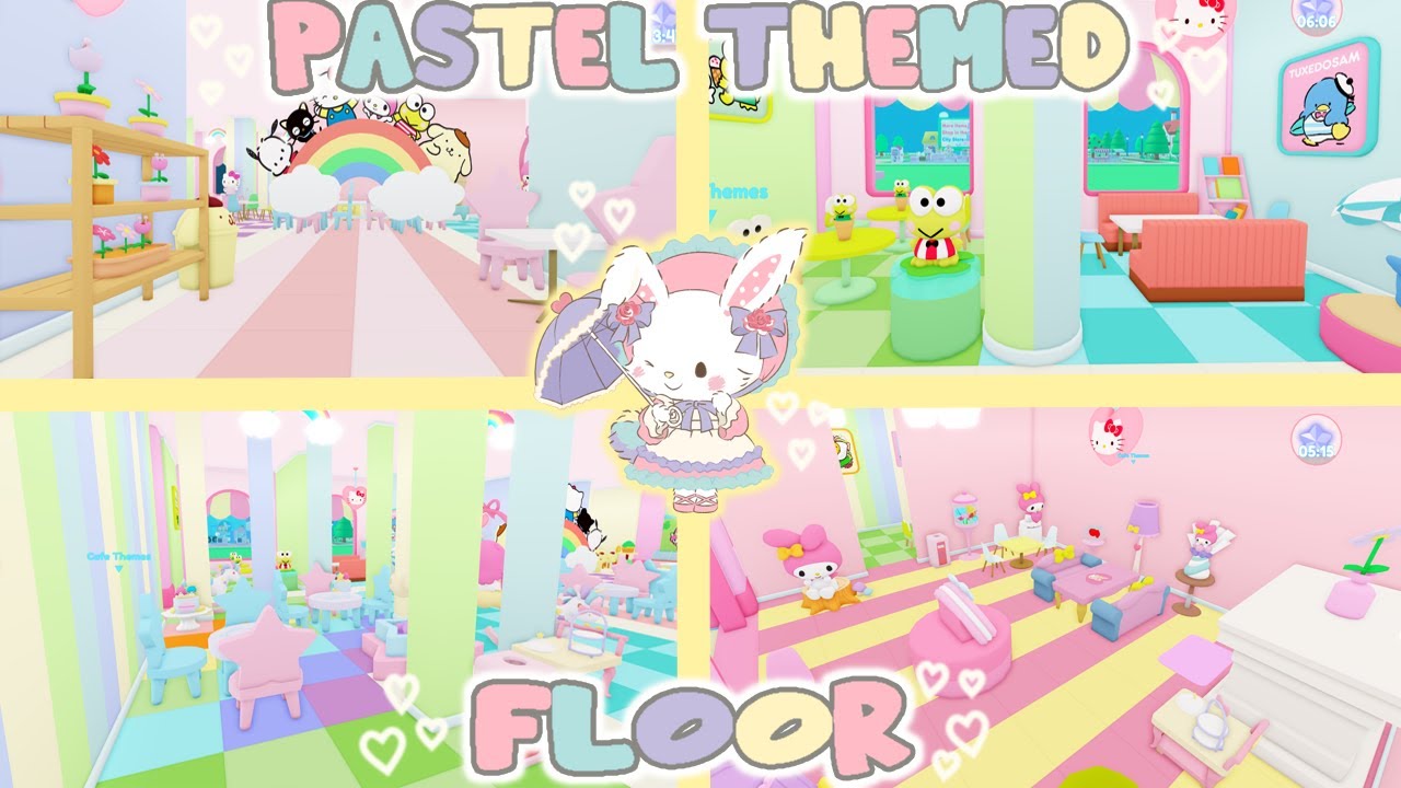 Colorful Pastel 1st Floor Speedbuild | Roblox My Hello Kitty Cafe Tour/Ideas | Riivv3r