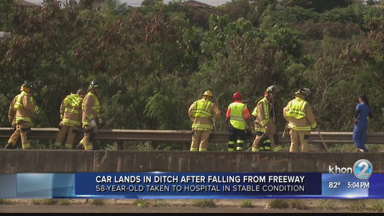 Man taken to hospital after vehicle plunges into ditch off freeway ...