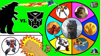 GODZILLA vs TRANSFORMERS Spinning Wheel Slime Game w/ Rodan, Mothra + Transformer Toys screenshot 3
