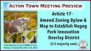 May 2026 Town Meeting Preview - Article 17