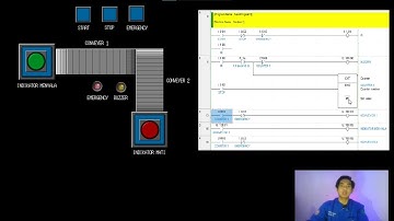 CONVEYOR BERJALAN + EMERGENCY || CX PROGRAMMER & CX DESIGNER