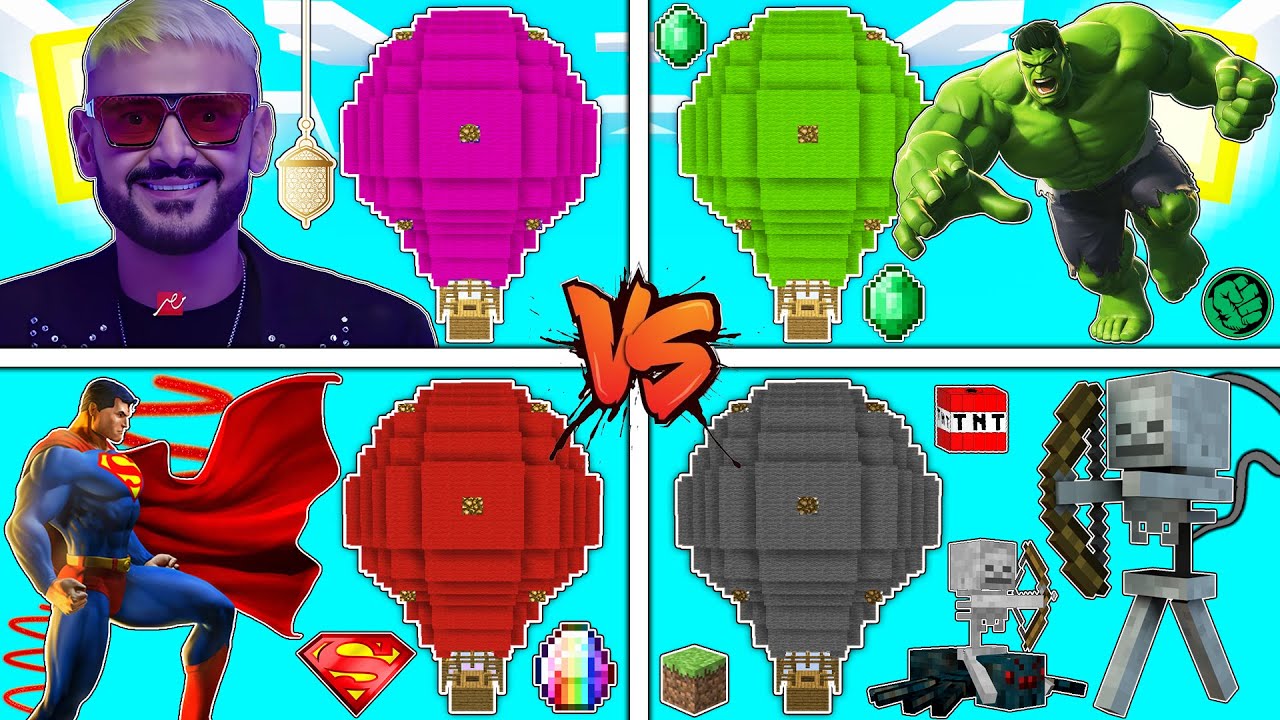 فلم ماين كرافت : كوكب منطاد عائلة رامز جلال ضد سوبرمان ضد السكيلتون ضد هالك الاخضر !!؟ 🔥😱