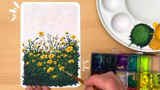 Flower Postcard Real Time Gouache Painting