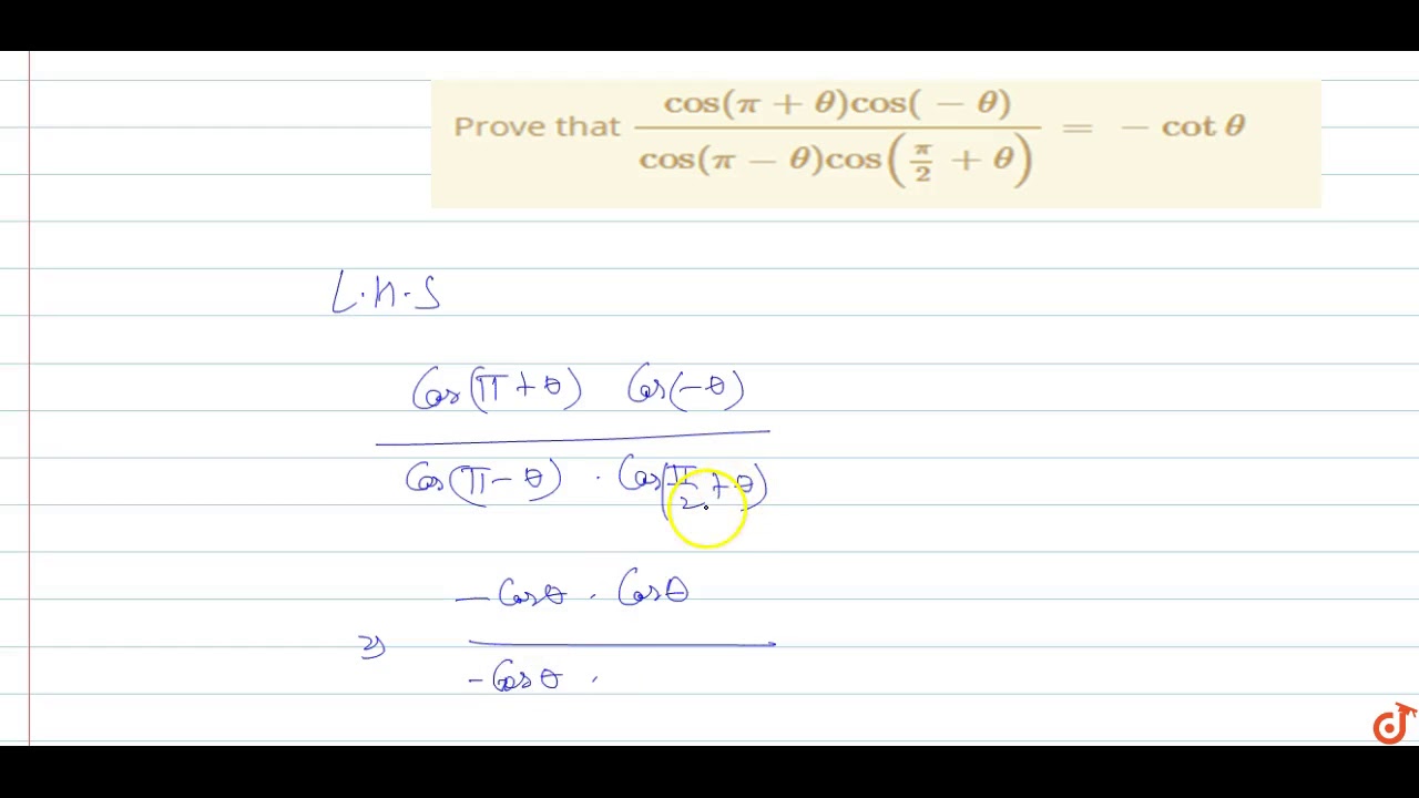 Prove That Cos Pi Theta Cos Theta Cos Pi Theta Cos Pi 2 Theta Cot Theta Youtube Prove That Cos Pi Theta Cos Theta Cos Pi Theta Cos Pi 2 Theta Cot Theta Youtube