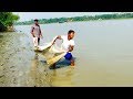 Cast Net Fishing at the River with beautiful natural | River Fishing by Daily Village Life (Part-06)