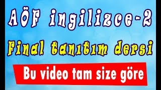 Aöf İngilizce-2 Hızlı Konu Anlatım Videosu Final-1 Wwwakademiaofcom