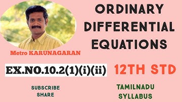 12th Std Maths Ex.10.2(1)(i)(ii) Express the physical statement in form of DIFFERENTIAL Equation