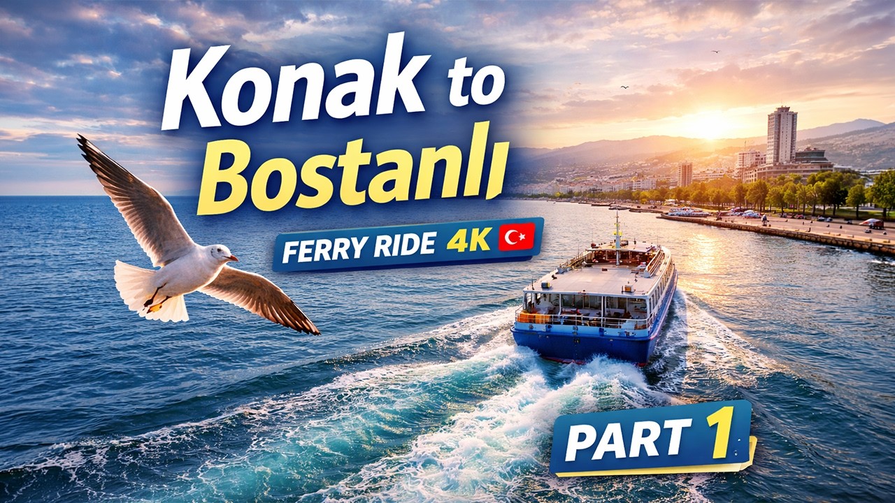 🎬 Konak to Bostanlı Ferry Ride 4K 🇹🇷 | İzmir Bay Walking Tour