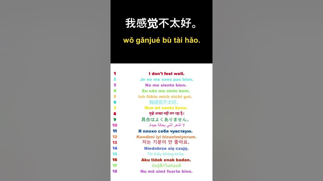 How to say I DON'T FEEL WELL in Chinese YouTube