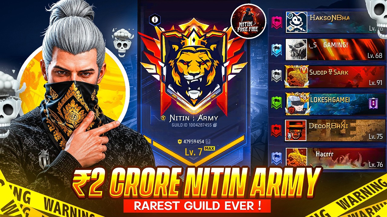 ₹2 CRORE NITIN ARMY 😱 RAREST GUILD EVER IN FREE FIRE