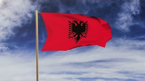 4K Albania flag waving in the wind. Green screen, alpha matte. Loopable animation Stock video