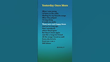 Thumbnail of Yesterday Once More (Verse 1) - Carpenters #lyrics #song #trending #yesterdayoncemore
