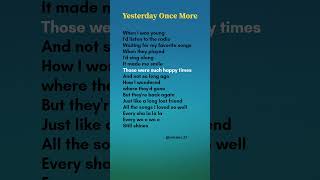 Yesterday Once More verse 1  Carpenters s song trending yesterdayoncemore