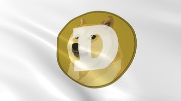Flag of Dogecoin (DOGE) waving in the wind - Crypto Flag logo animation