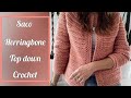 Saco top-down crochet/cardigan/chaqueta/punto Herringbone/Espiga/Espina d pez/#topdowncrochet,#saco