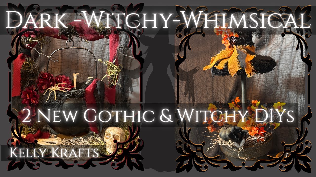 Мрачные и причудливые ведьмовские поделки | Готический котел и гламурный топиарий в виде шляпы ве...