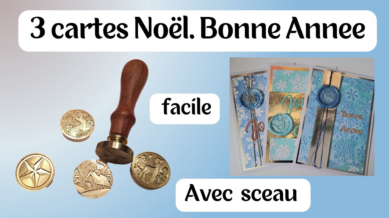 Cartes Noel, Bonne Année avec sceaux de cire Onedaysaving