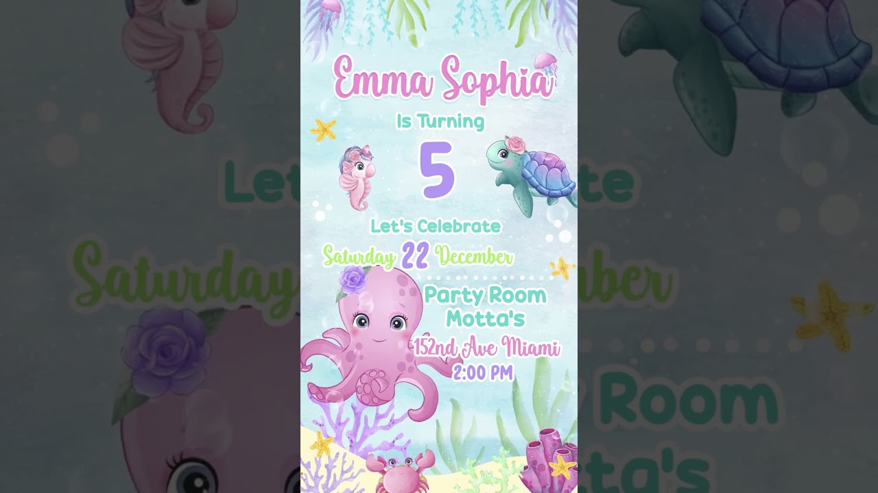 UNDER THE SEA Birthday INVITATION OCEAN Party 🐚🐳🦑