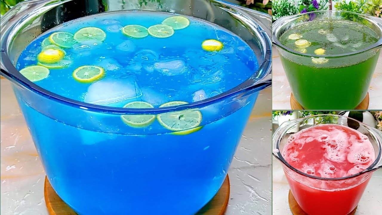 3 Homemade Refreshing Summer Drinks| Watermelon Punch,Mint Margarita, Blue Lagoon Mocktail Recipes