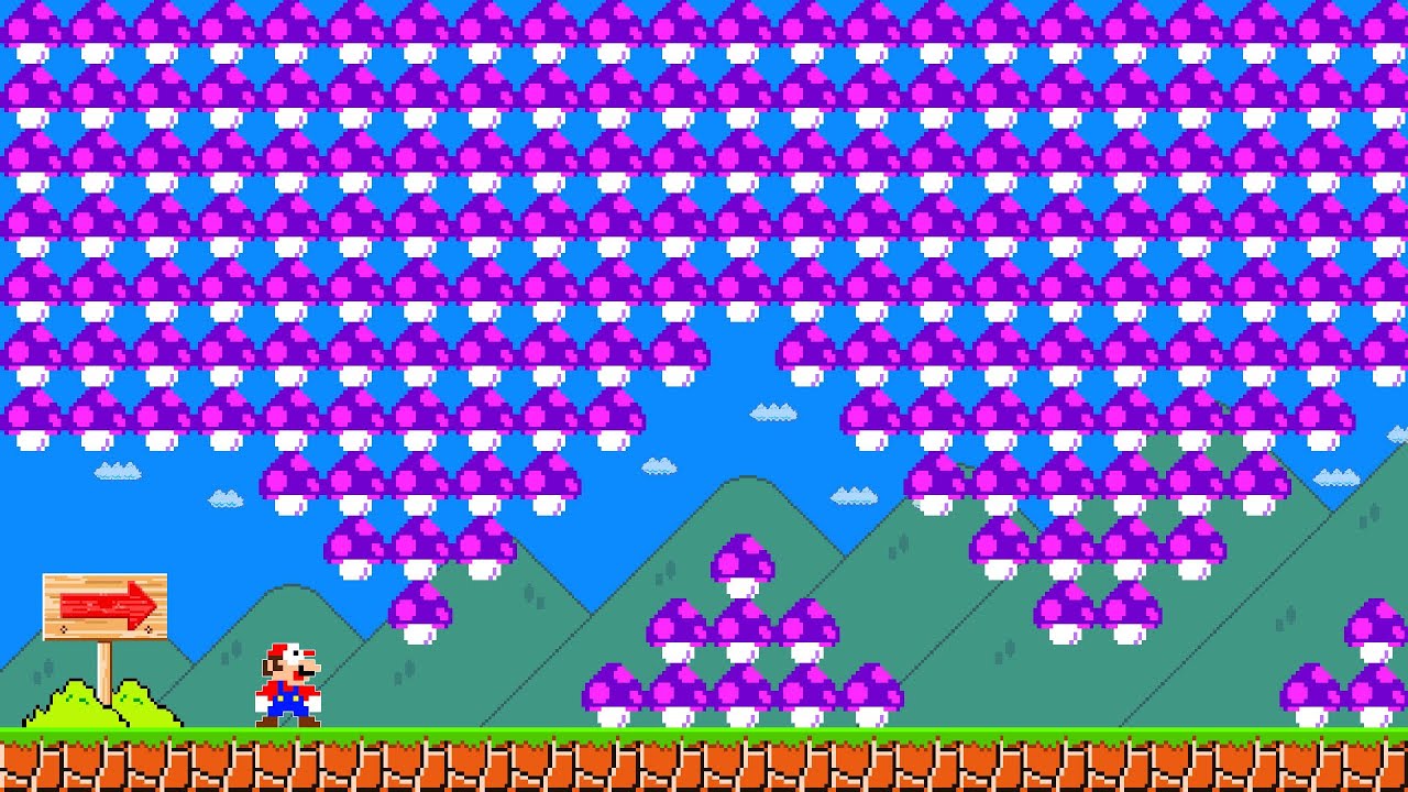 When Mario Has 1,000,000 Poison Mushrooms in Super Mario Bros