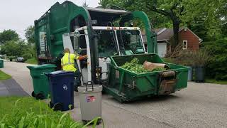 Waste Management Mack LE w/carry can collecting yardwaste