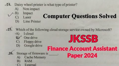 Finance Account Assistant Paper 2024 | Computer Section | Paper Solved