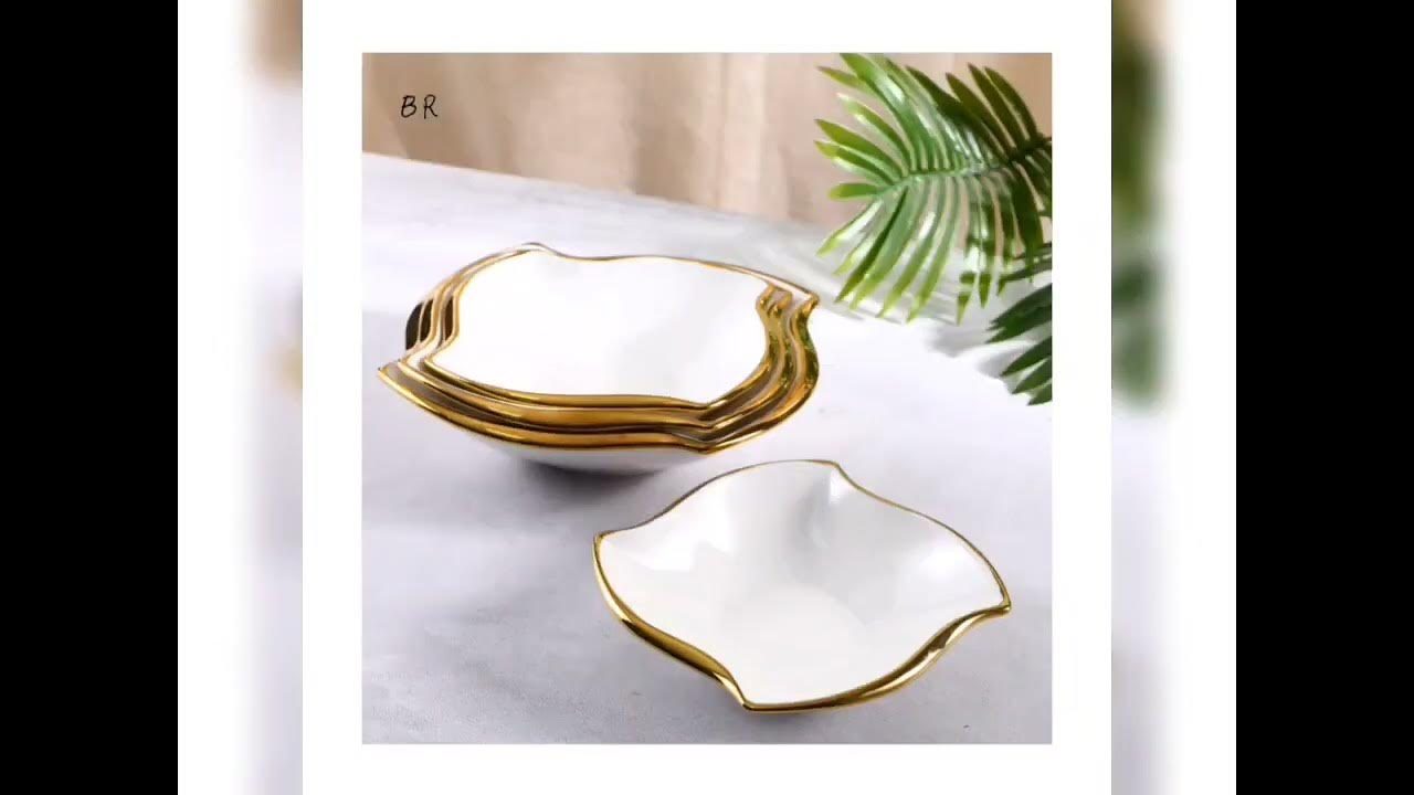 Ceramic goldrimmed oddshaped bowl wholesale YouTube