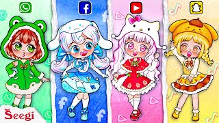 [🐾paper diy🐾] NEW FASHION Hello kitty, Kuromi, My Melody, Cinnamoroll in Social Media Trend 💖#sanrio