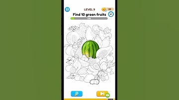 Annoying Puzzle Game - Level 9 - Find 10 green fruits.