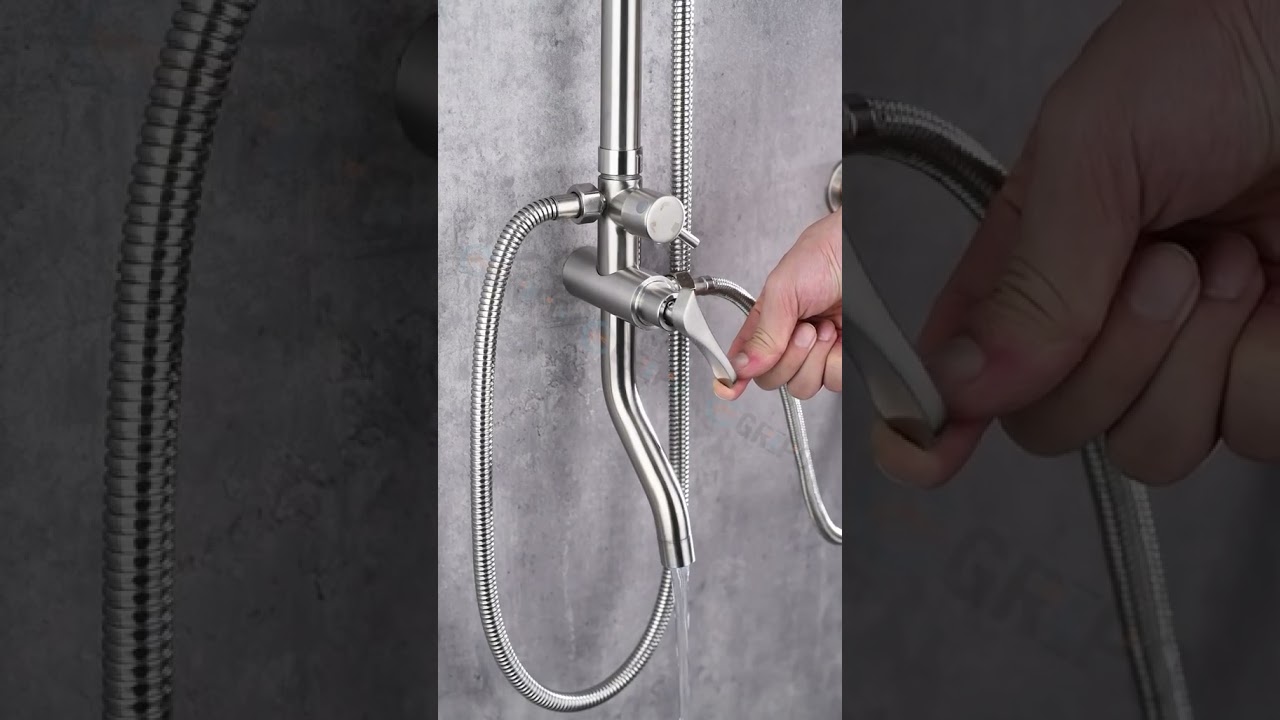 GRIPO 304 STAINLESS AIRPLANE EXPOSED ONE SOURCE ADJUSTABLE WATER FLOW SHOWER SET MATTE FINISH GP1281