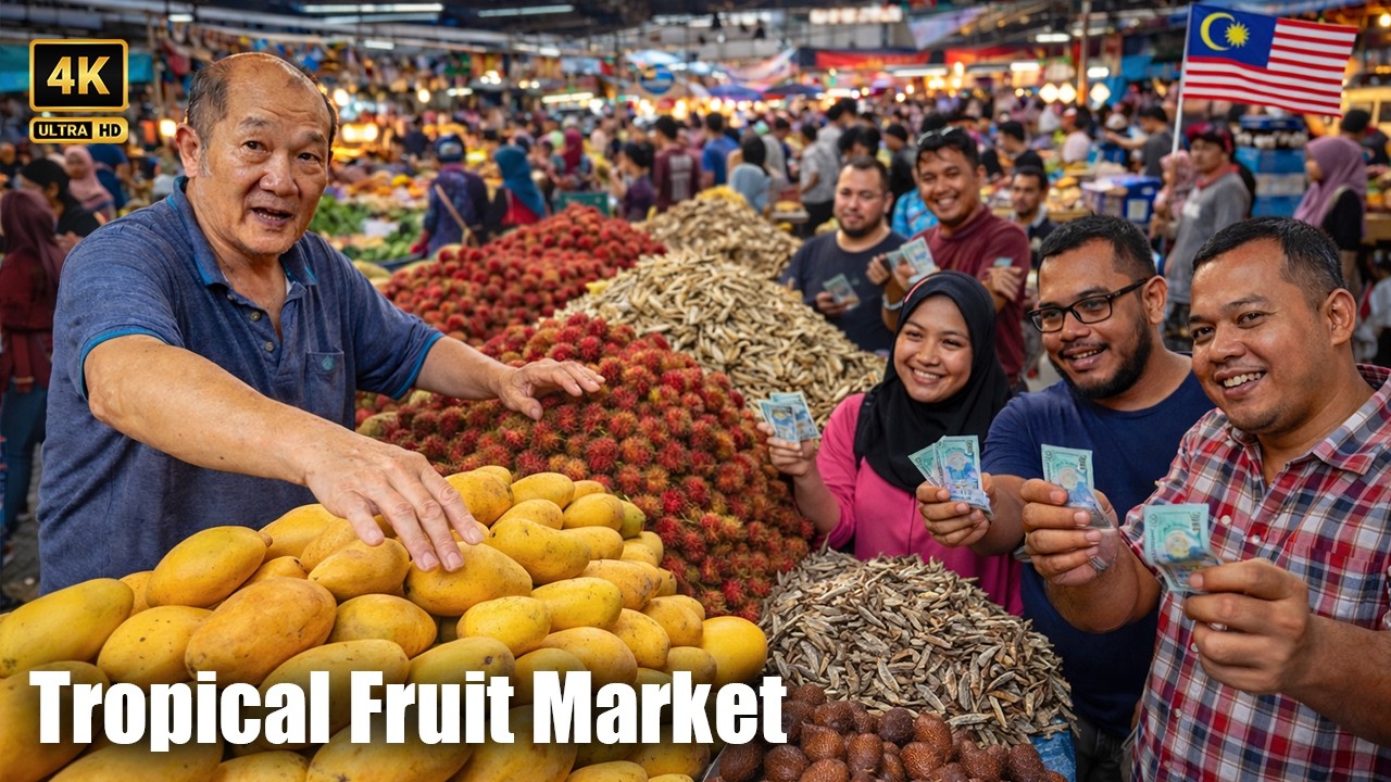 Inside Malaysia’s MOST Colorful Fruit Market 🇲🇾 | Tropical Heaven 4K