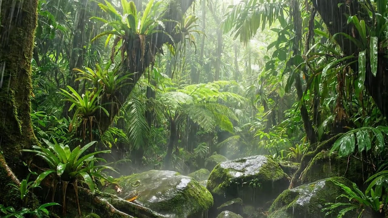 Peaceful Rain In Quiet Jungle With Piano Comfort For Sleep, Deep Rest, And Relaxation