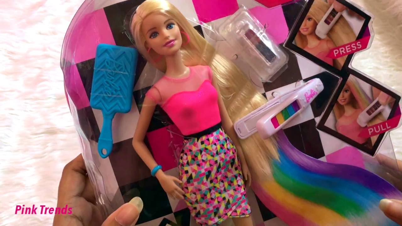 Barbie Rainbow Hair Doll Unboxing & Review