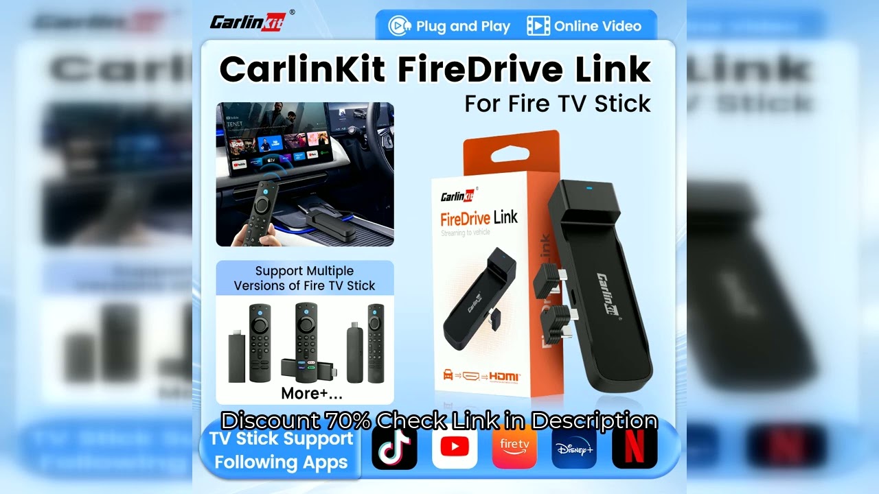 CarlinKit FireDrive Link Convert Wired CarPlay to HDMI for Fire TV Stick Streaming Car Entertainment