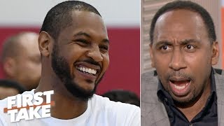 LeBron has the clout to get Carmelo Anthony signed - Stephen A. | First Take
