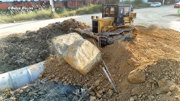 Amazing New Installation Step by Step Of Huge Sewer Drain Pipe Use Dozer D41P & Truck24TON