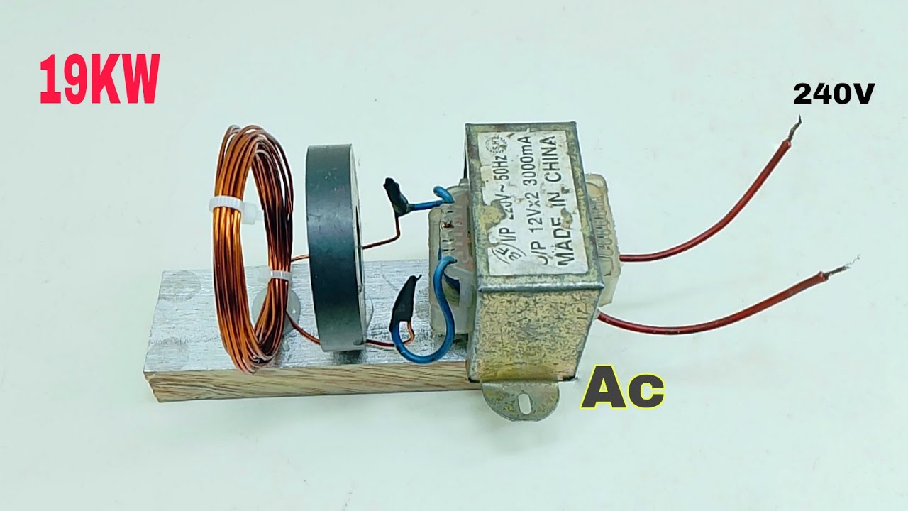 Мощный генератор свободной энергии, удивительное электричество 240 вольт от медной катушки, 2 маг...